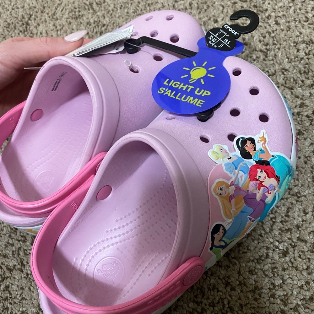 Kids Disney pink light up Crocs
